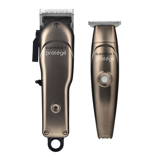 White Smoke GAMMA+ Protege Cordless Clipper and Trimmer Combo Set, Barbers, Micro USB, Faper Blade, Guards, Great Beginner Set Men or Women, Matte Metallic Gunmetal