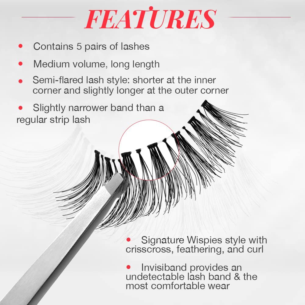 White Smoke Ardell False Eyelashes Wispy Lashes, Easy Application, Natural Look, Reusable - Black, 2 Pack