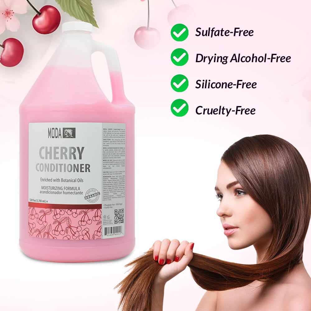 White Smoke MODA Cherry Bulk Salon Conditioner Premium Back-Bar & Amenity Treatment Salon-Grade Luxury at Commercial Scale A 'set it and forget it' 1-Gallon single-SKU solution Repairs the cuticle 128 Oz