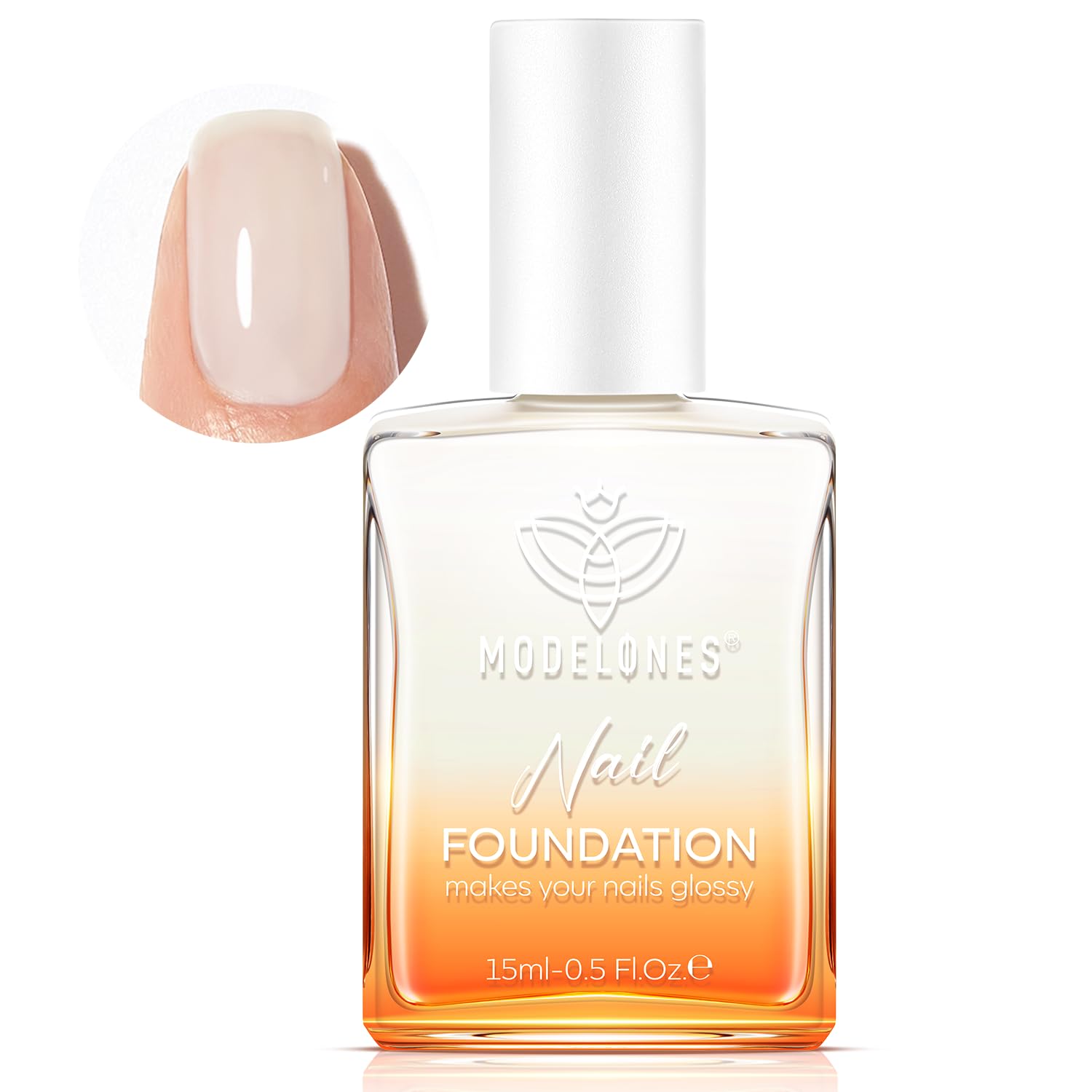 White Smoke modelones Nail Strengthener, Milky White Nail Polish Nail Repair for Damaged Nails Hardener Air Dry Nail Growth Polish Natural Nail Concealer Foundation Gifts for Women 15ml