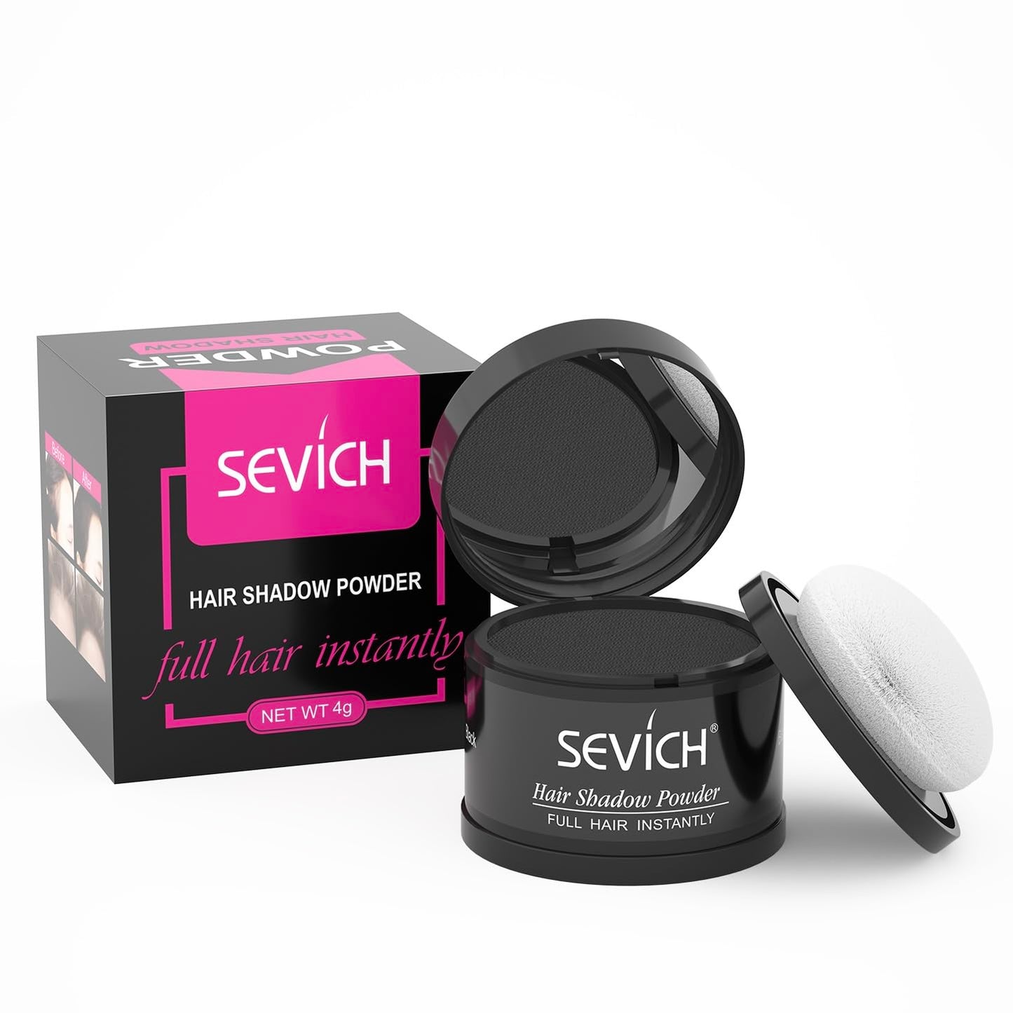 White Smoke Sevich Hairline Powder,Instantly Conceals Hair Loss, Root Touch up Powder, Hair Shadow Toppers for Women & Men, Touch Up for Thinning Gray Hair, Windproof & Sweatproof,Black
