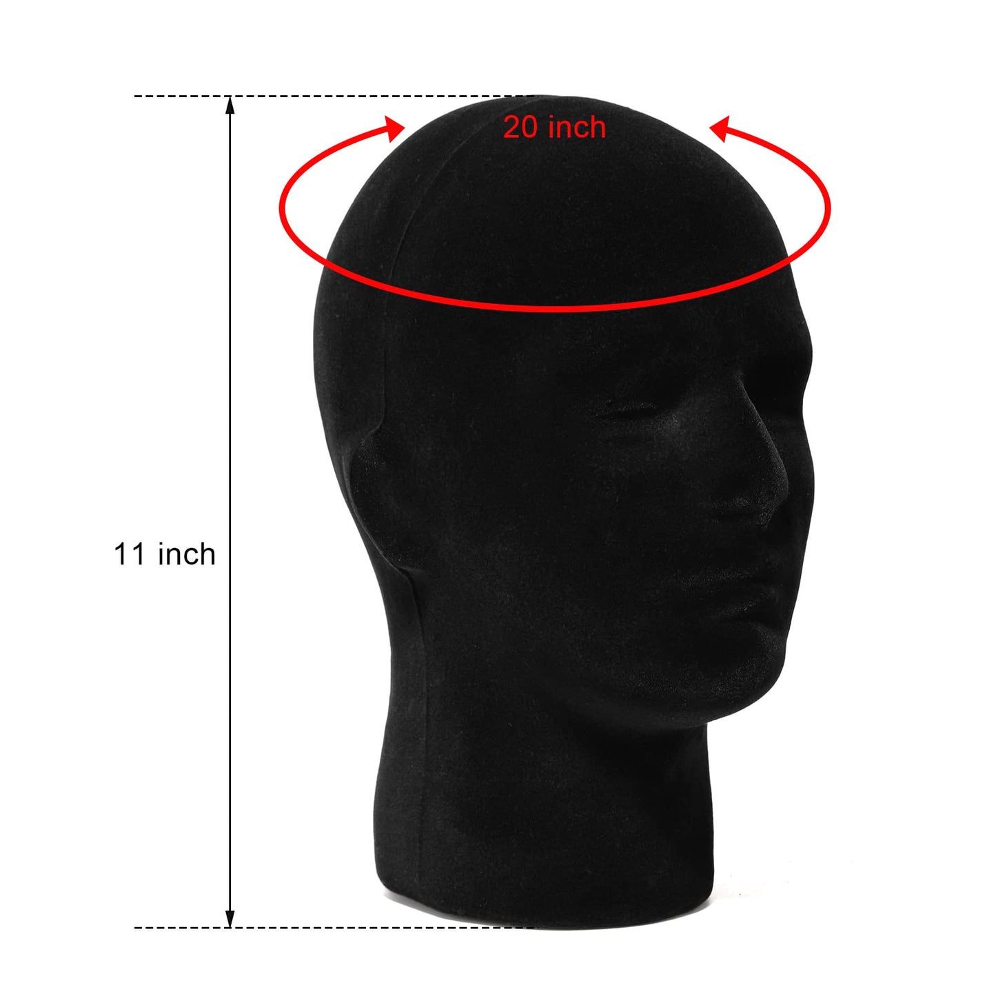 White Smoke Foraineam 2 Pack Male Foam Mannequin Head Wig Display Holder, 11 Inch Man Manikin Stand Model, Black Foam Heads for Wig Hats Glasses Masks