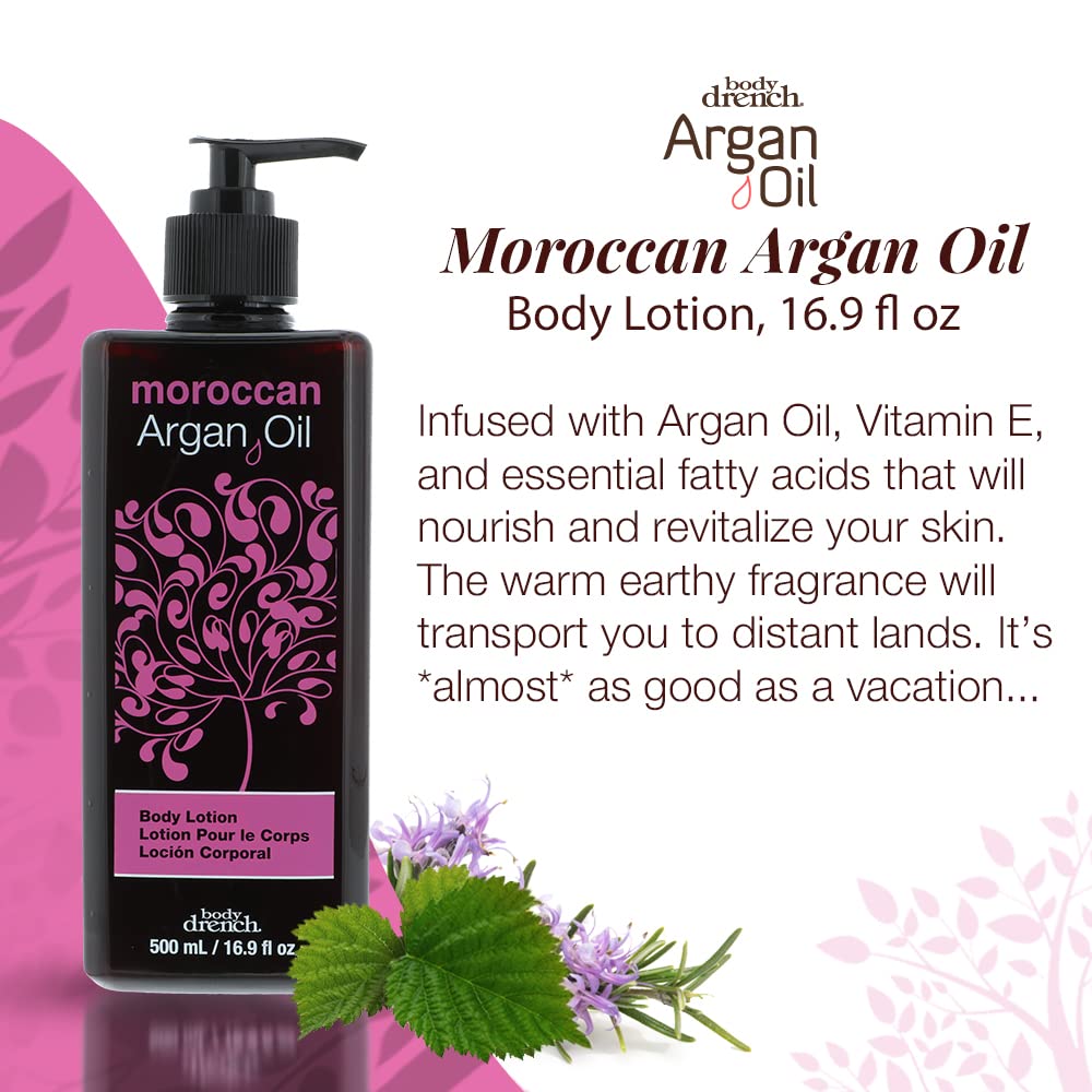 White Smoke Body Drench Argan Oil Body Lotion – Hydrating & Moisturizing Lotion for Dry Skin with Moroccan Oil, Softens and Smooths Skin, 16.9 fl oz