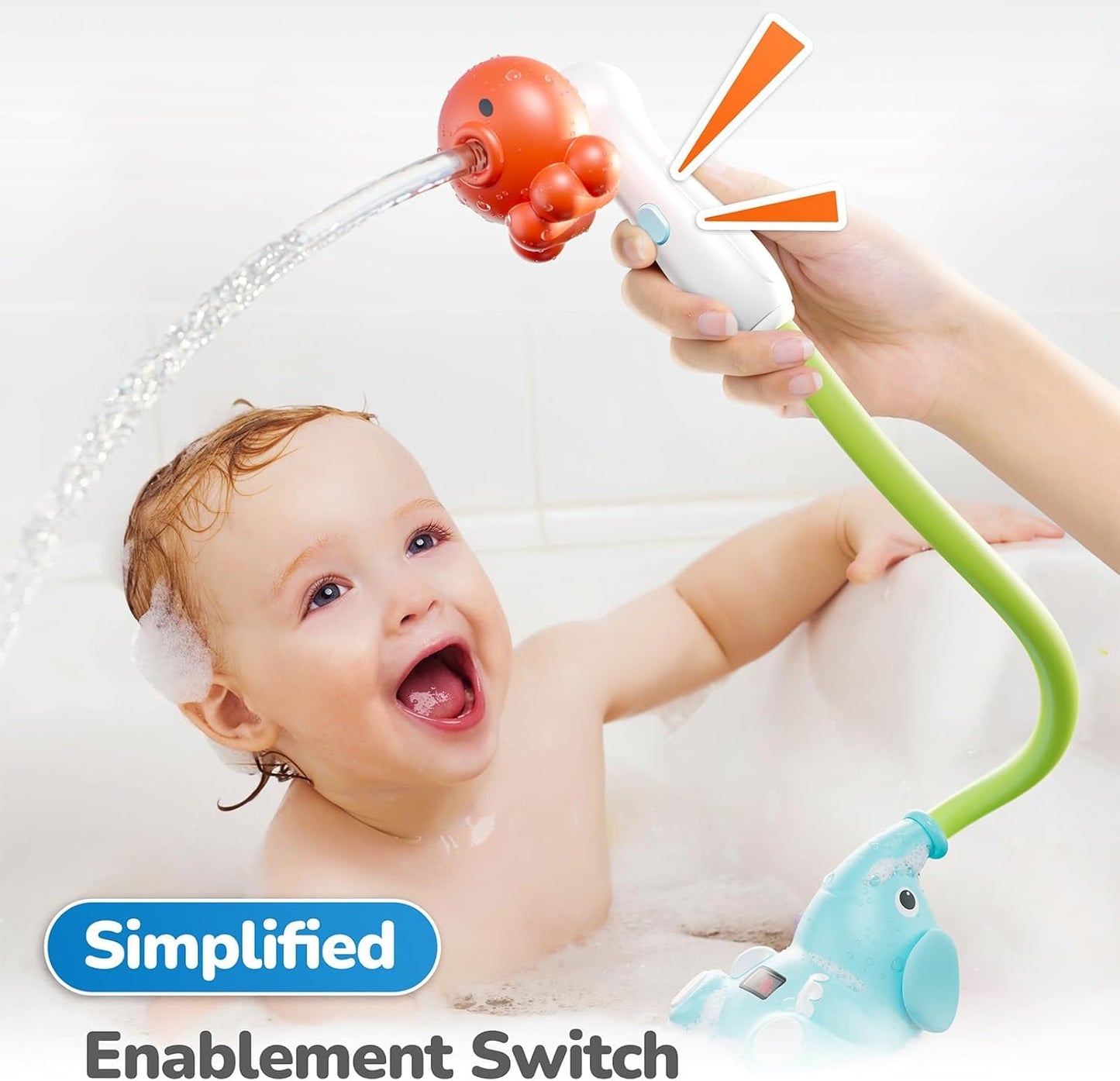 Lavender G-WACK Baby Bath Toys Shower Head Sprayer with Water Thermometer for New Borns, Toddlers and Kids | Baby Accessories, and Essentials in Bathtub or Sink | Shampoo Bath Rinser | USB Rechargeable-V2