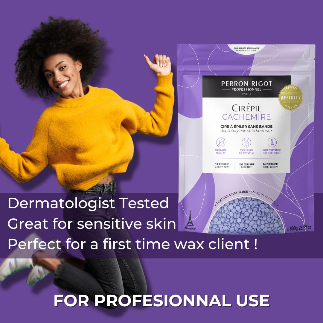 Dark Slate Blue Cirepil - Cachemire - 800g / 28.22 oz Hard Wax Beads Bag - Ultra-Comfort Rosin-Free Wax for Sensitive Skin - Creamy, Stripless Hair Removal for Face & Intimate Areas - Low Temp Refill Bag Refill Bag