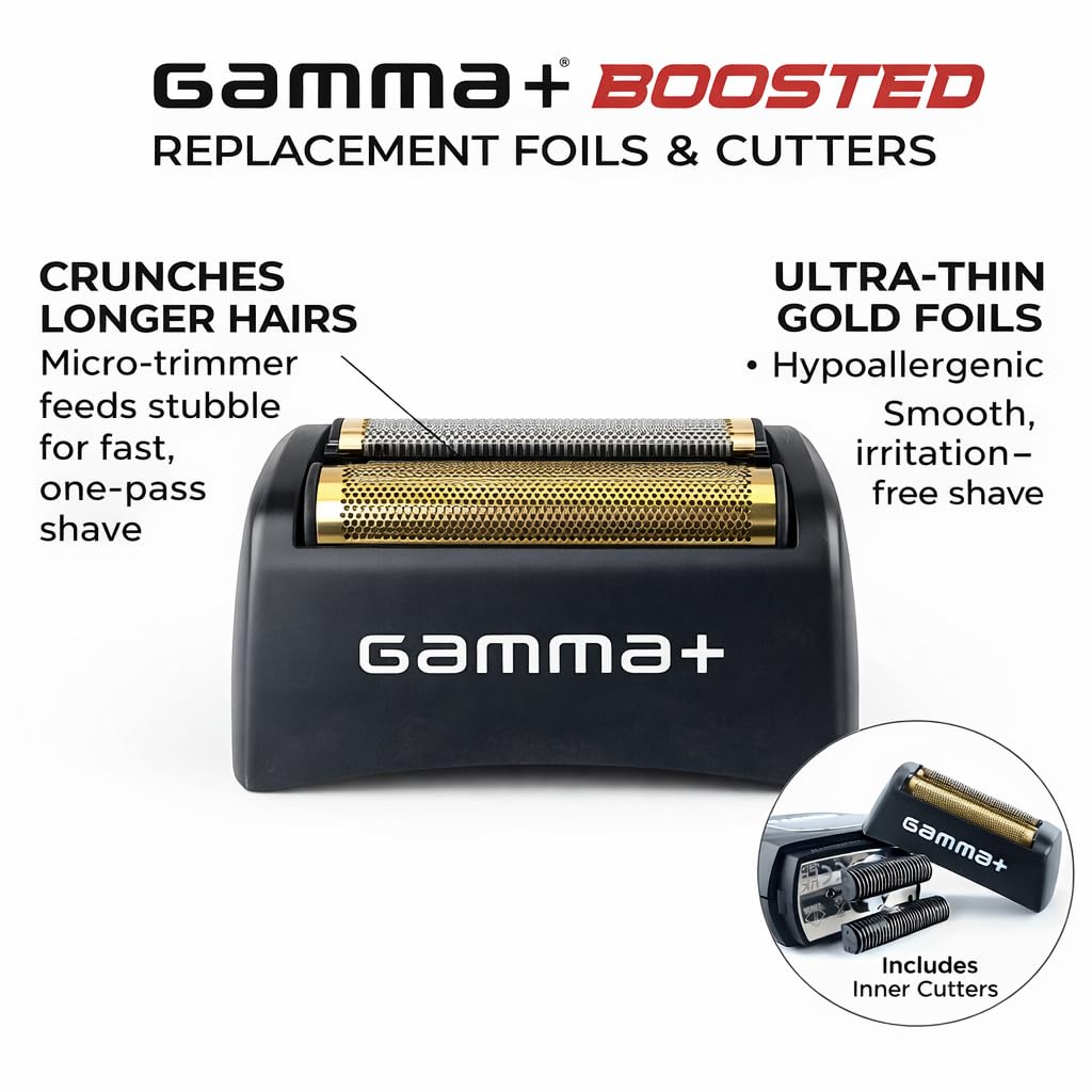White Smoke GAMMA+ Replacement Gold Titanium Foil Head Compatible with Gamma+ Boosted Shaver