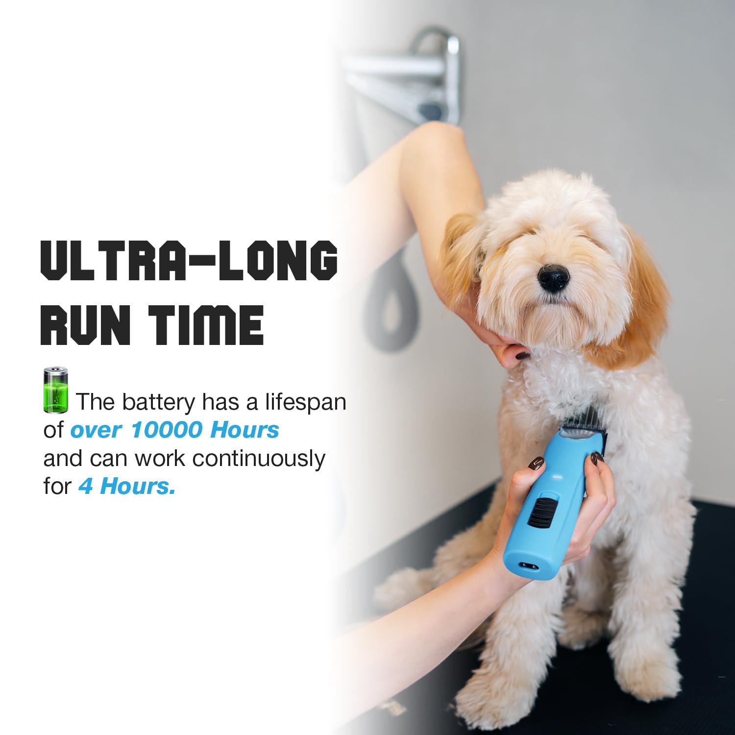 White Smoke FuzzyFix Professional Dog Clippers for Grooming - 2 Speed for Thick Curly Matted Coats, Low Noise Cordless Pet Hair Trimmer with Detachable A5 Blade & Metal Guide Combs Kit for Horse Animal Breeds