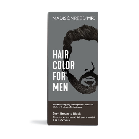 White Smoke Madison Reed Mr. Hair Color for Men, Dark Brown to Black Demi-Permanent Hair Dye, Reduces Grays in 15 Minutes For Hair & Beard, Nourishing & Strengthening, Keratin & Argan Oil, 2 Applications