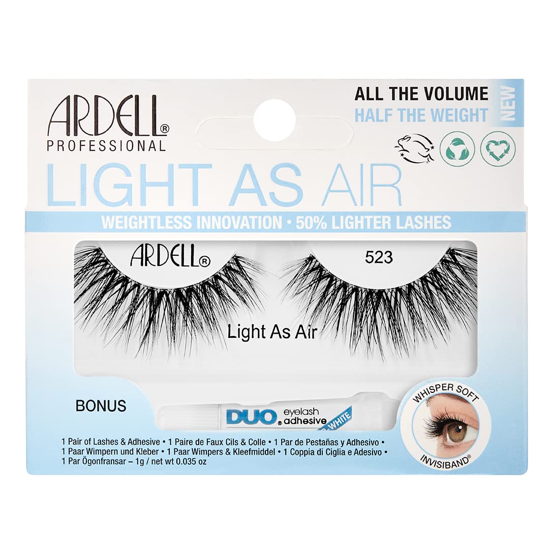 Lavender Ardell Light As Air False Eyelashes 523 - Ultra Lightweight, Natural Look Lashes, Includes DUO Eyelash Adhesive