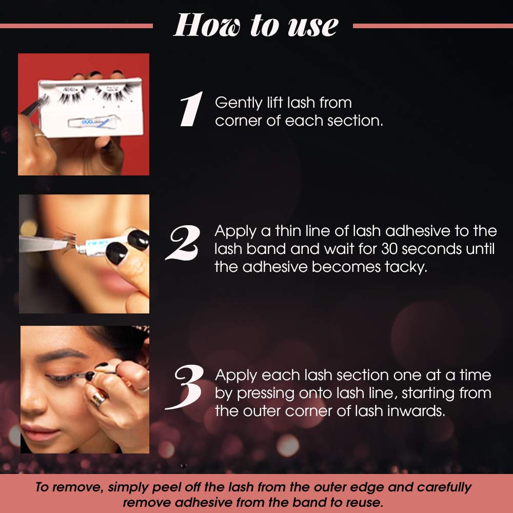 Black Ardell Pre-Cut False Lashes - Demi Wispies, Natural-Looking Strip Lashes, Includes Duo Adhesive, 4 Pack