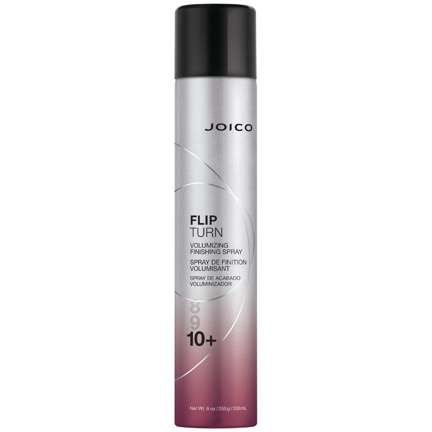 Gray Joico Flip Turn Volumizing Finishing Spray | For Most Hair Types | Humidity Protection | Hold Level 10+ | Protect Against Pollution & Harmful UV | Paraben & Sulfate Free | 72 Hour Hold | 300mL