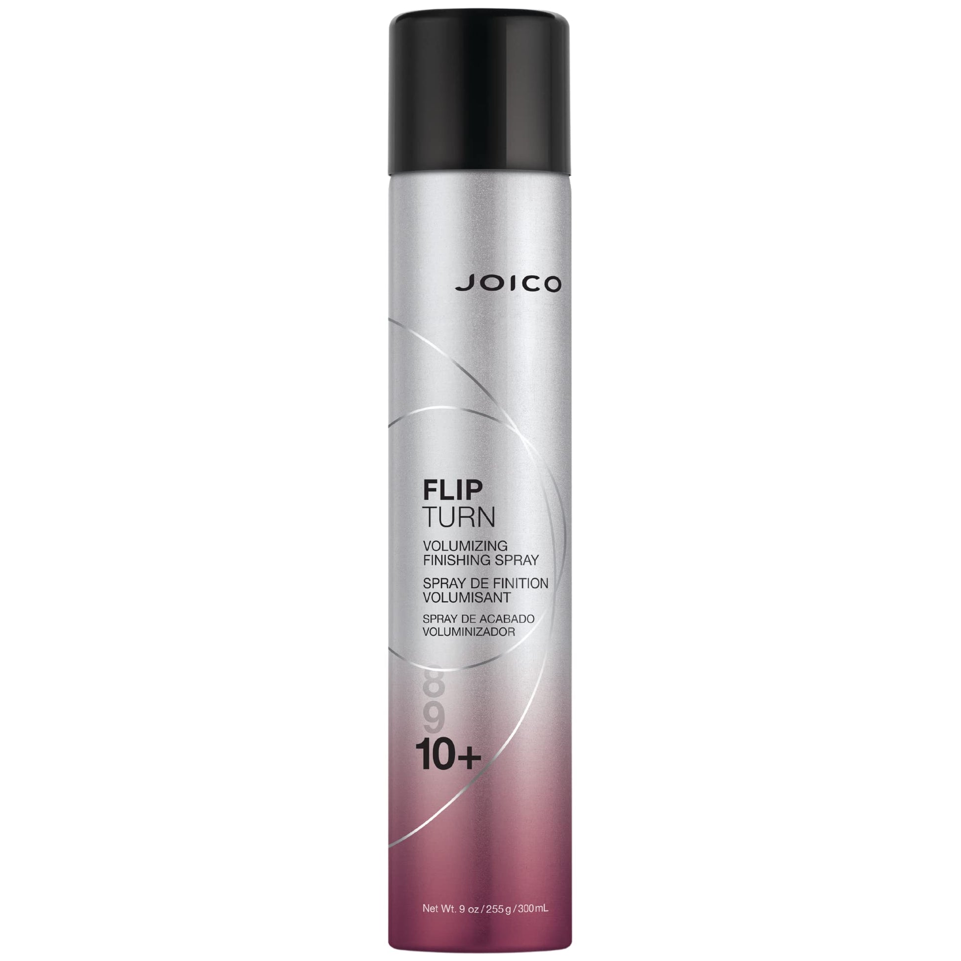 Gray Joico Flip Turn Volumizing Finishing Spray | For Most Hair Types | Humidity Protection | Hold Level 10+ | Protect Against Pollution & Harmful UV | Paraben & Sulfate Free | 72 Hour Hold | 300mL