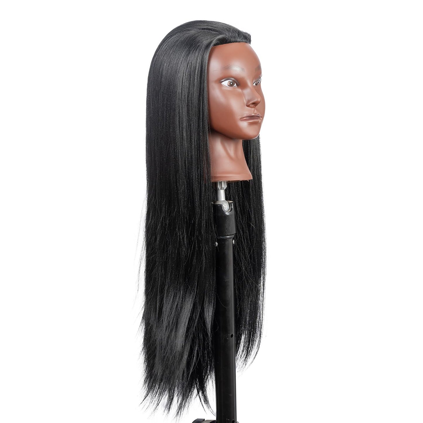 Black LJSMJF Mannequin Head with Hair, Doll Head for Hair Styling Training Head Manikin Practice Cosmetology Doll Head Styling Hairdressing Training Braiding Heads with Clamp Holder (black)