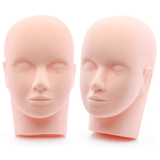 White Smoke Foraineam 2-Pack Practice Training Head Rubber Cosmetology Mannequin Doll Face Head For Eyelashes Makeup Massage Practice