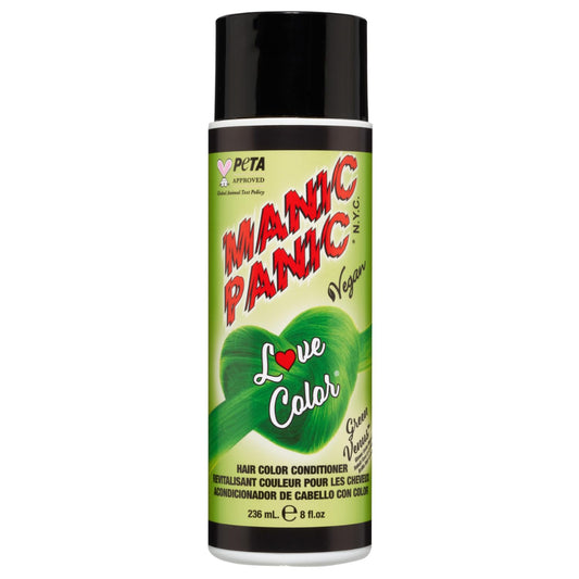 Black MANIC PANIC Bright Neon Green Color Depositing Conditioner - Love Color Hair Conditioner Keeps Hair Vibrant, Nourished & Refreshed - Formulated with Shea Butter & Quinoa - Green Venus (8oz)