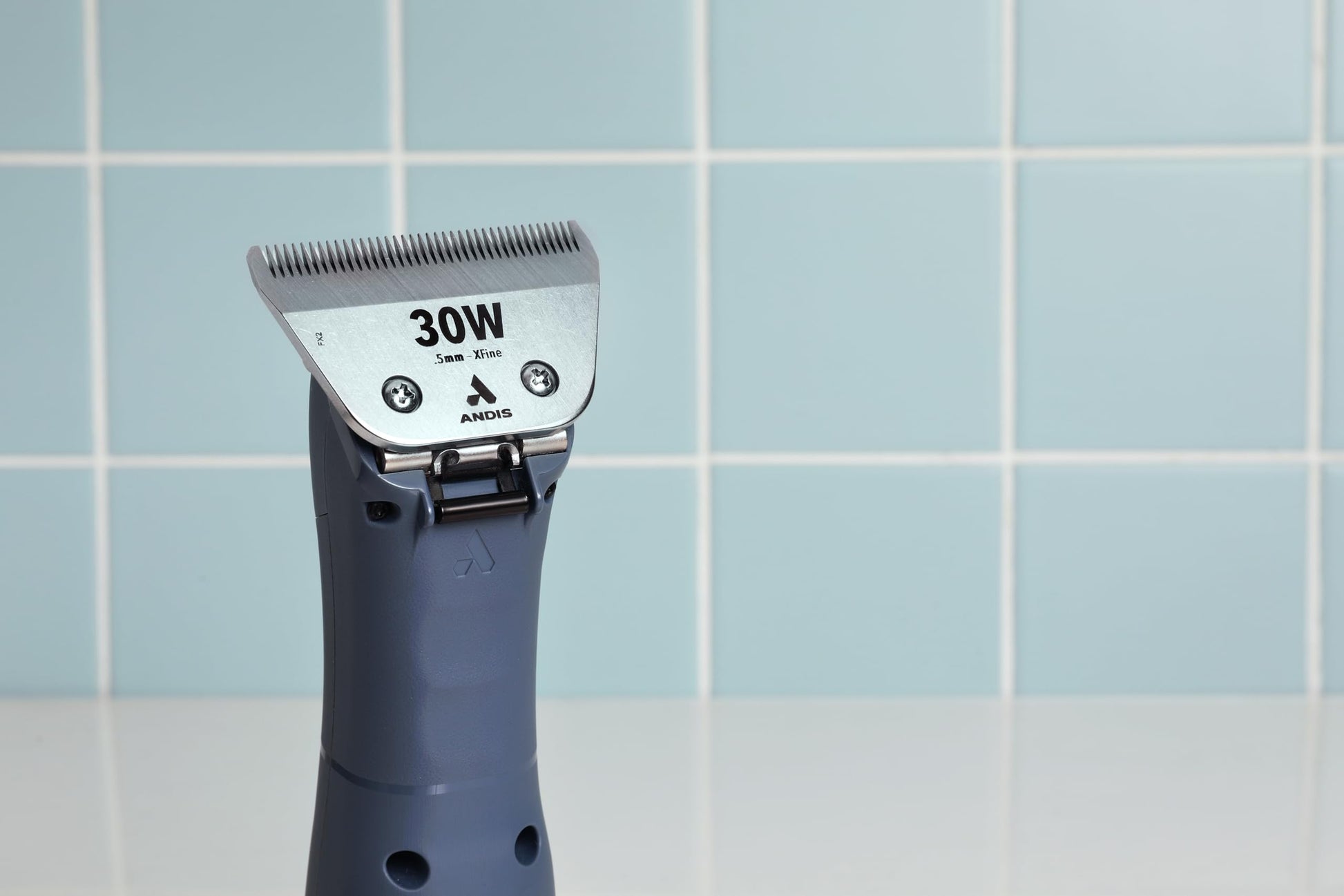 Gray Andis 561462 ceramicEDGE Detachable Wide Blade #30W – Stainless Steel Pet Clipper Blade, XFine Cut, Professional Grooming Performance