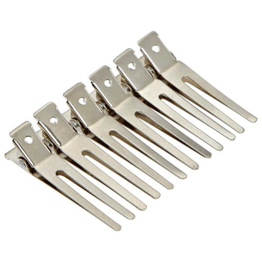 White Smoke Salon Care Metal Double Prong Curl Clips
