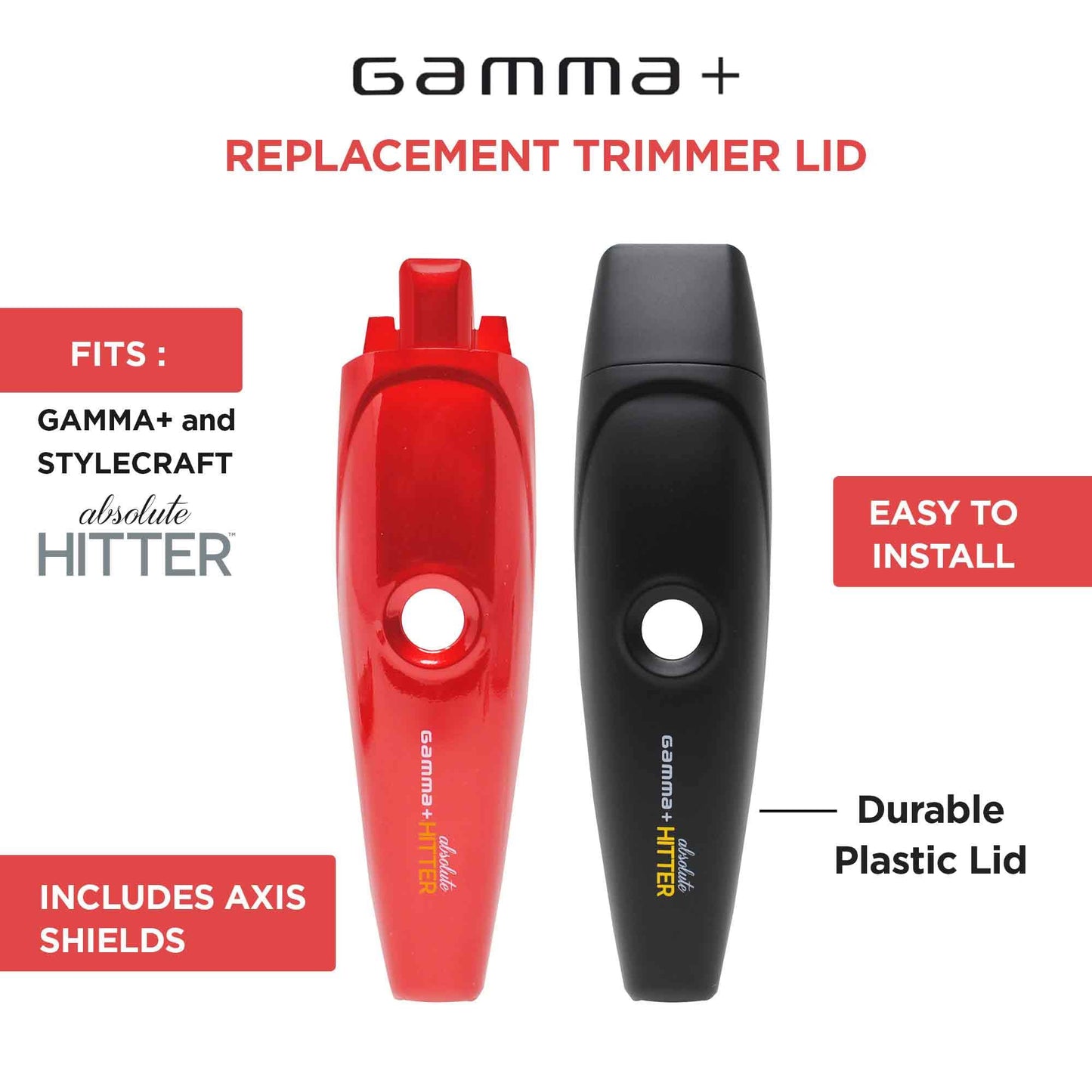 White Smoke GAMMA+ Absolute Hitter Custom Body Kit Lids Metallic Red and Matte Black Set of 2 Trimmer Lids