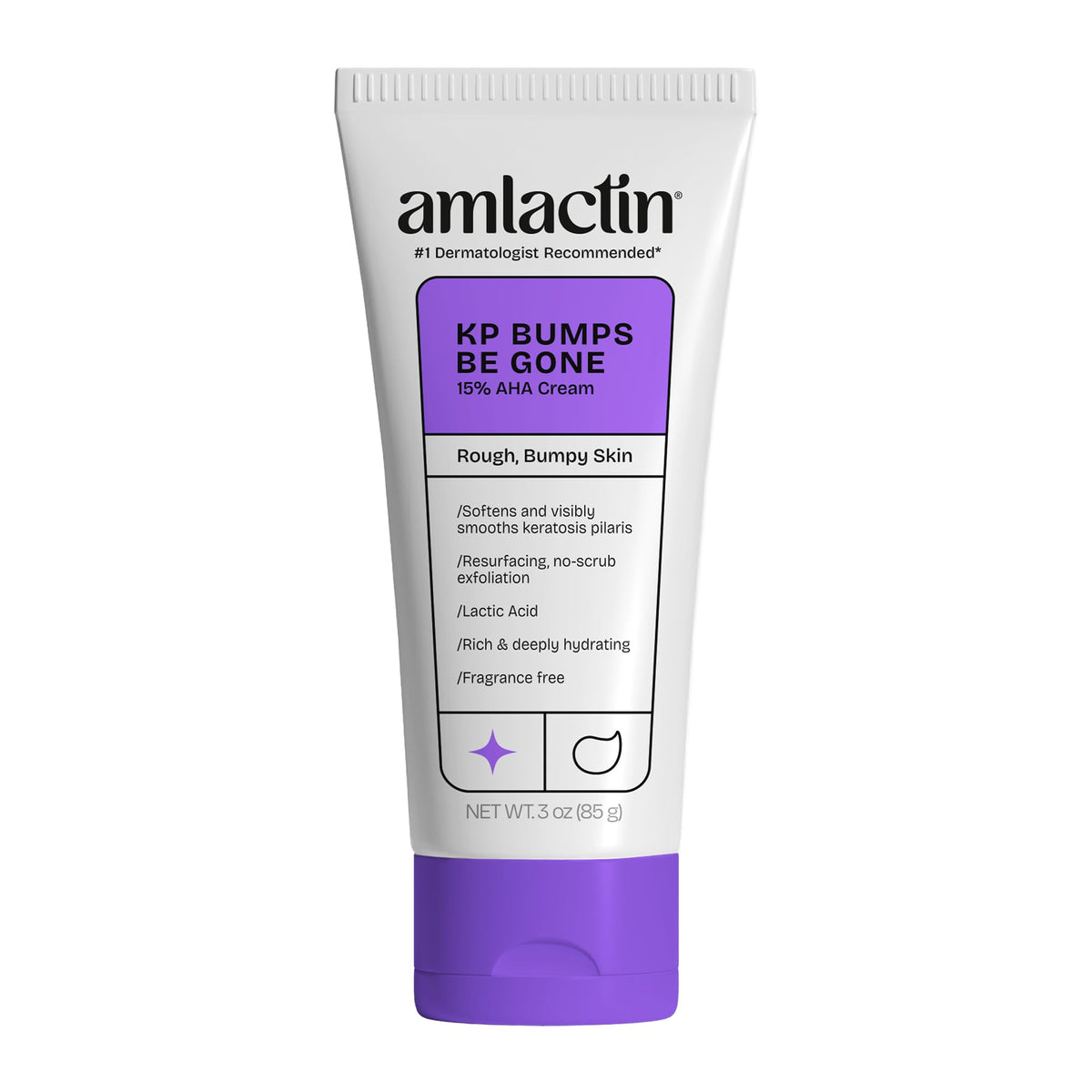 White Smoke AmLactin KP Bumps Be Gone - Therapeutic Body Cream for Keratosis Pilaris - No-Scrub Exfoliator and Body Moisturizer for Dry Skin with 15% Lactic Acid AHA, 3 oz (Packaging May Vary)