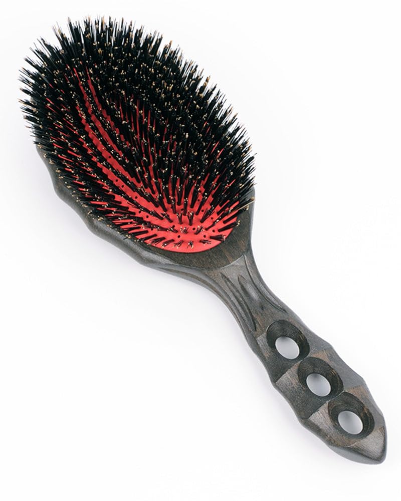 White Smoke YS Park Hair Brush - Beetle - Luster Air Eco Styler Normal Cushion - Carbon Wood Air Vent - 1 Boar YS-68AC1