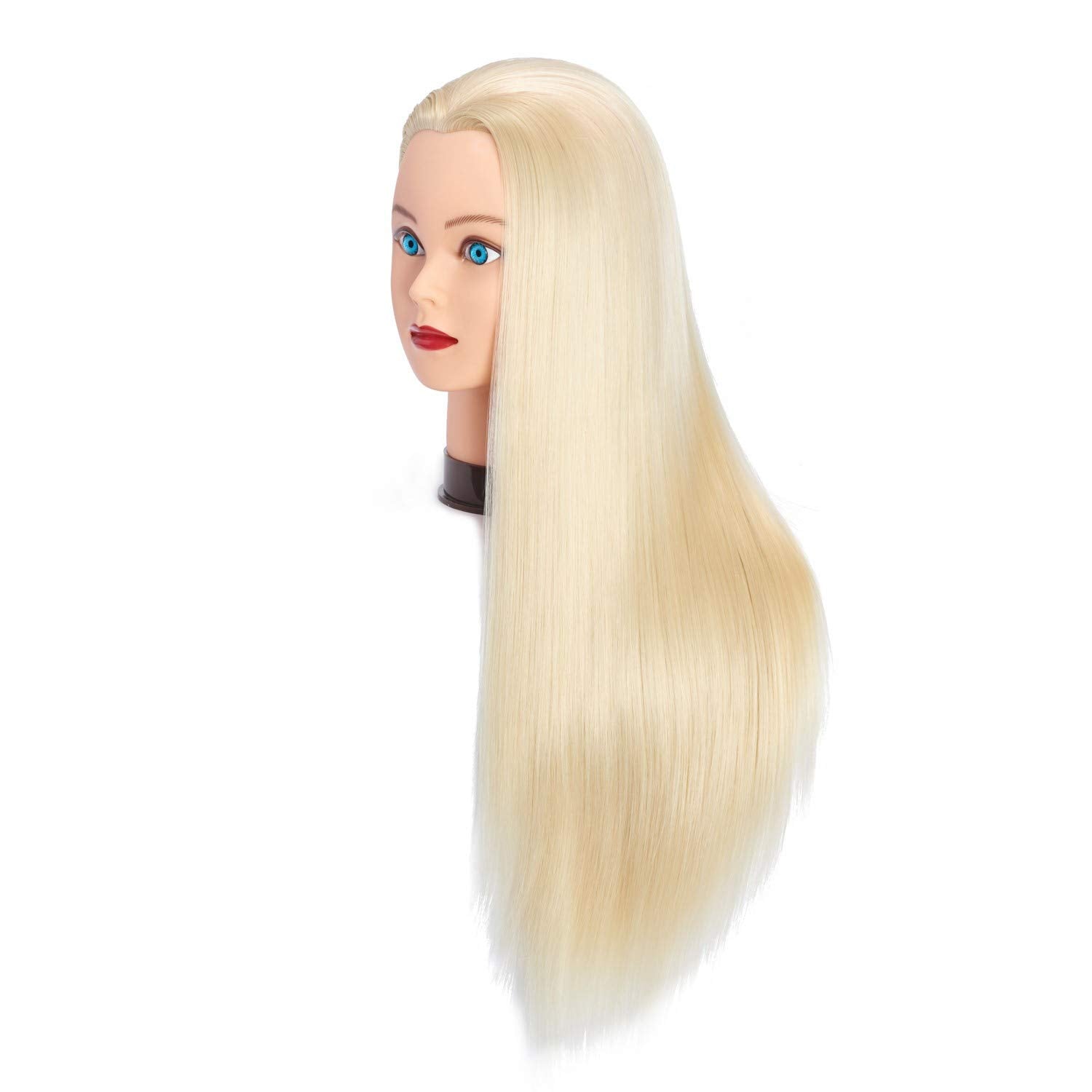 White Smoke Headfix 26"-28" Long Hair Mannequin Head Synthetic Fiber Hair Hairdresser Practice Styling Training Head Cosmetology Manikin Doll Head with Clamp (6F1919W61320)