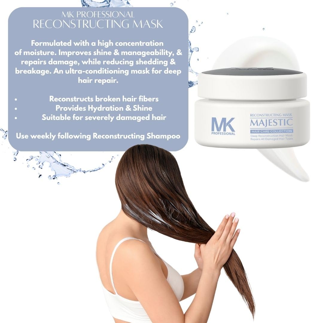 White Smoke MK PROFESSIONAL Hair Mask for Dry Damaged Hair & Growth, Reconstructing Deep Conditioning Protein Mask, Provide Hydration & Shine, Prevent Future Breakage - 6.8 Fl Oz (200 ml)