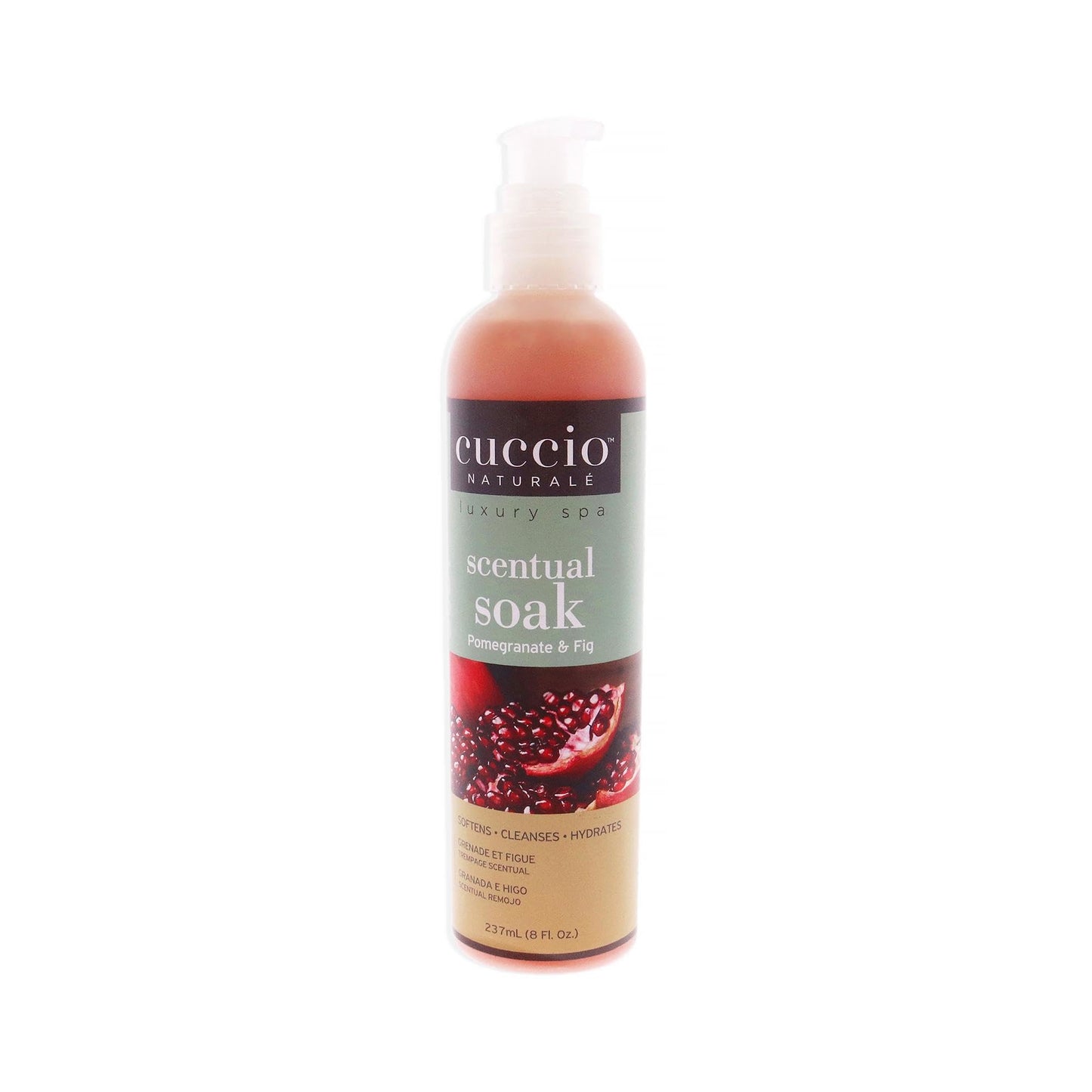 White Smoke Cuccio Naturale Scentual Soak - Creamy, Liquid Wash for Mani-Pedi - No Parabens - Soften, Cleanse and Hydrate Skin - Anti-Aging Solution - Use On Hands, Body and Feet - Pomegranate and Fig - 8 Oz