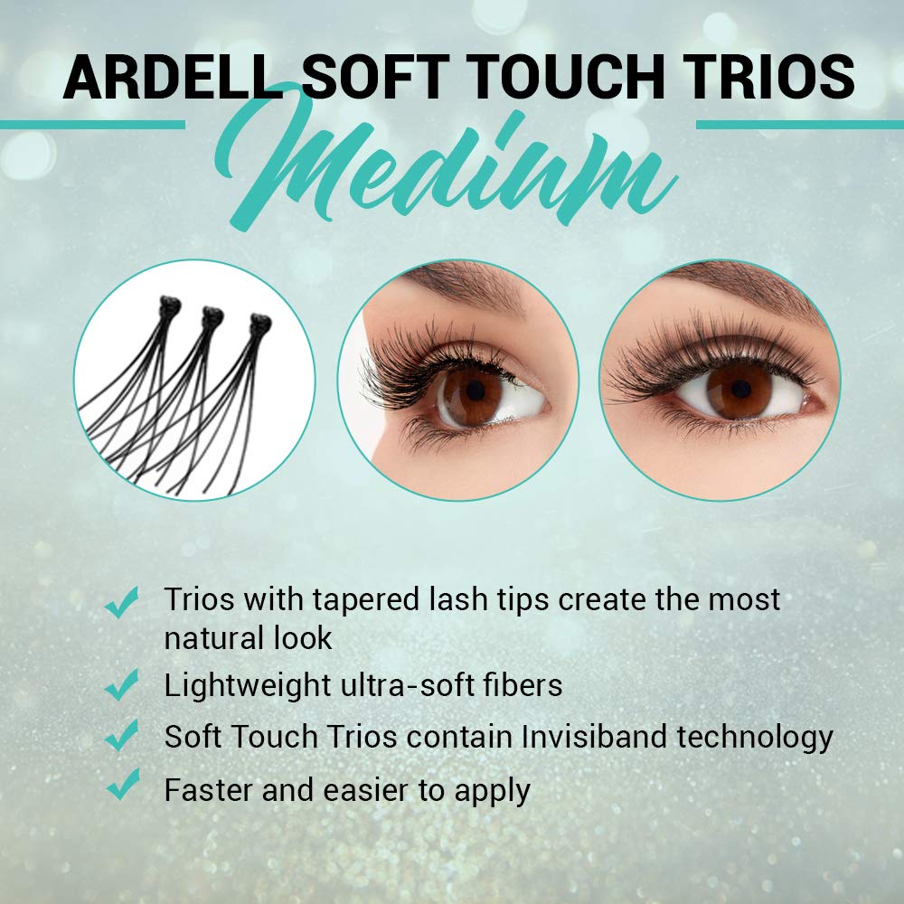 Light Gray Ardell False Eyelashes Soft Touch Trios Individuals Medium Black 4 Pack