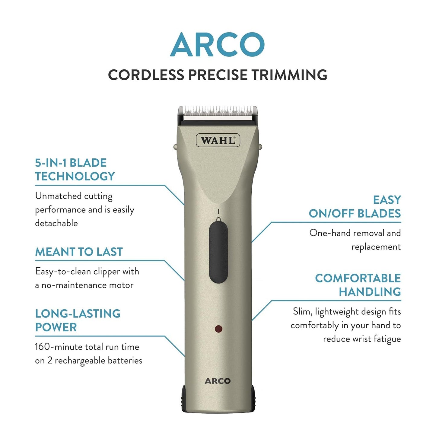 White Smoke Wahl Professional Animal Arco Pet, Dog, Cat, and Horse Cordless Clipper Kit