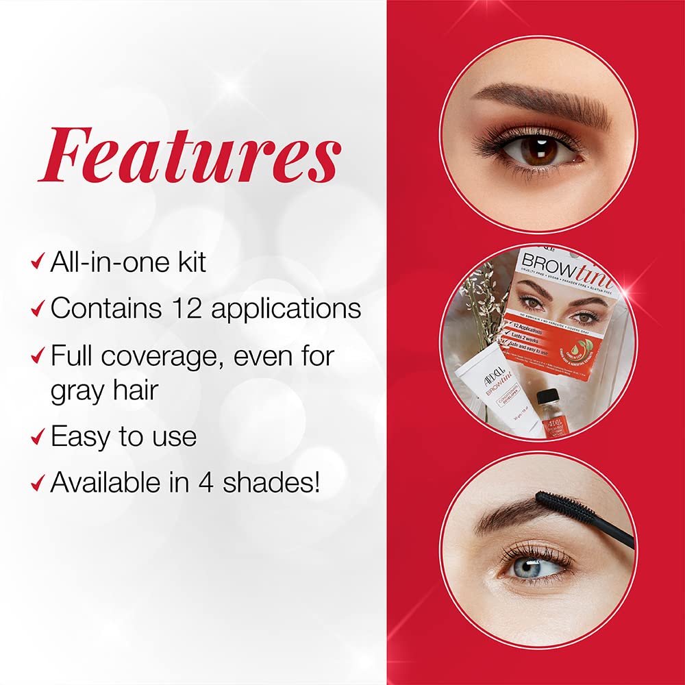 White Smoke Ardell Brow Tint Kit Medium Brown – Eyebrow Dye Kit, Long-Lasting Brow Color with Natural Extracts, DIY Eyebrow Tint for Full Gray Coverage, 1 Pack