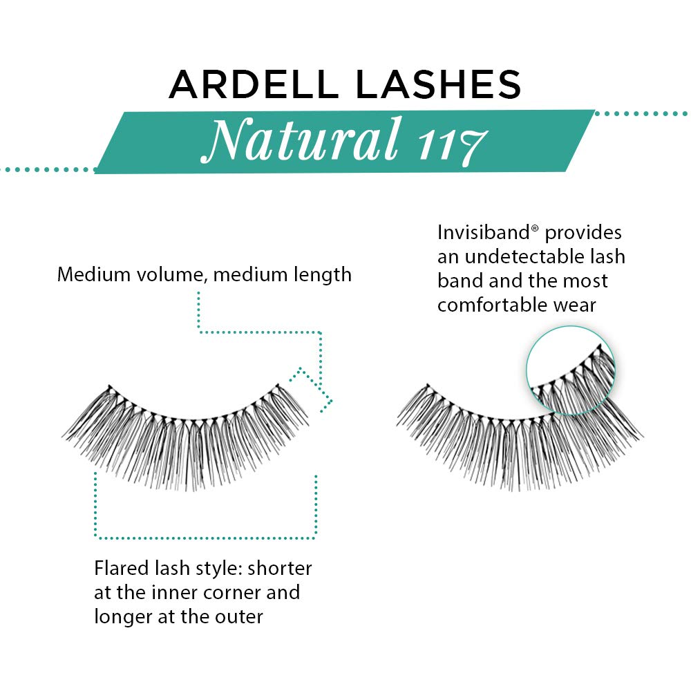 White Smoke Ardell False Eyelashes 117 - Black, Natural Look & Flared Wispy Strip Lashes for Everyday Glam, 4 Pack