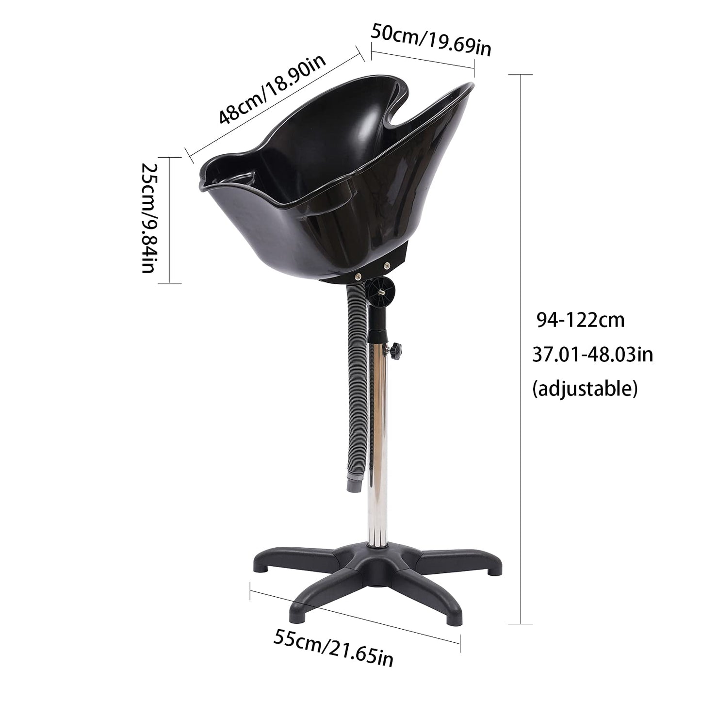 White Smoke Salon Deep Shampoo Basin Sink Hair Treatment Bowl Height Adjustable Portable