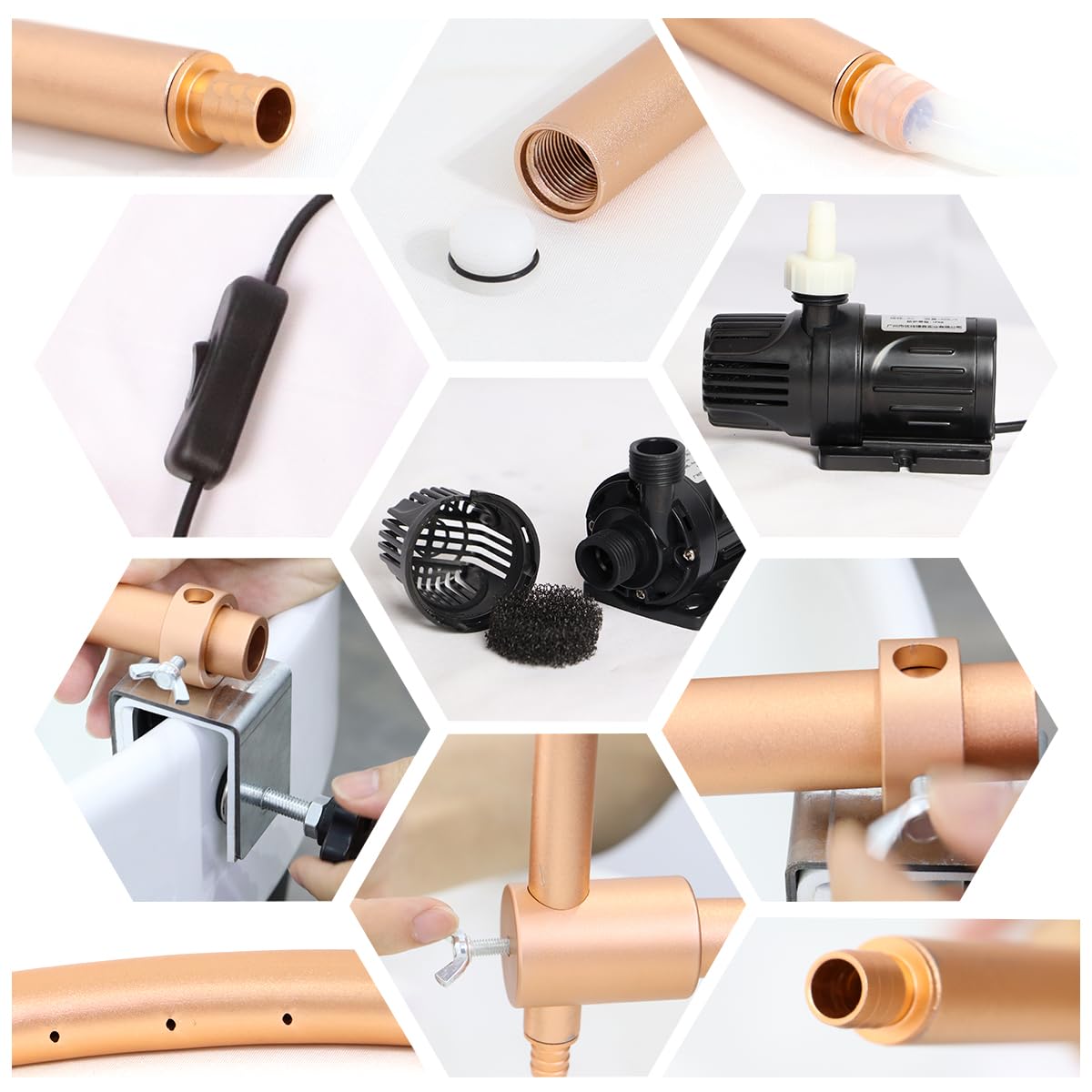 White Smoke Head Spa Water Frame with Pump for Shampoo Sink, Portable Salon Shower Head Equipment, Shampoo Bowl Waterfall