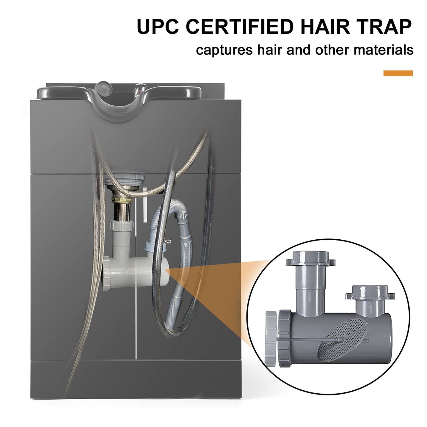 White Smoke Artist hand Shampoo Backwash Sink Station with Shampoo Bowl Shampoo Station, Backwash Sink Chair Spa Salon Beauty Equipment, Used with Barber Chair and Shampoo Chair(Black)