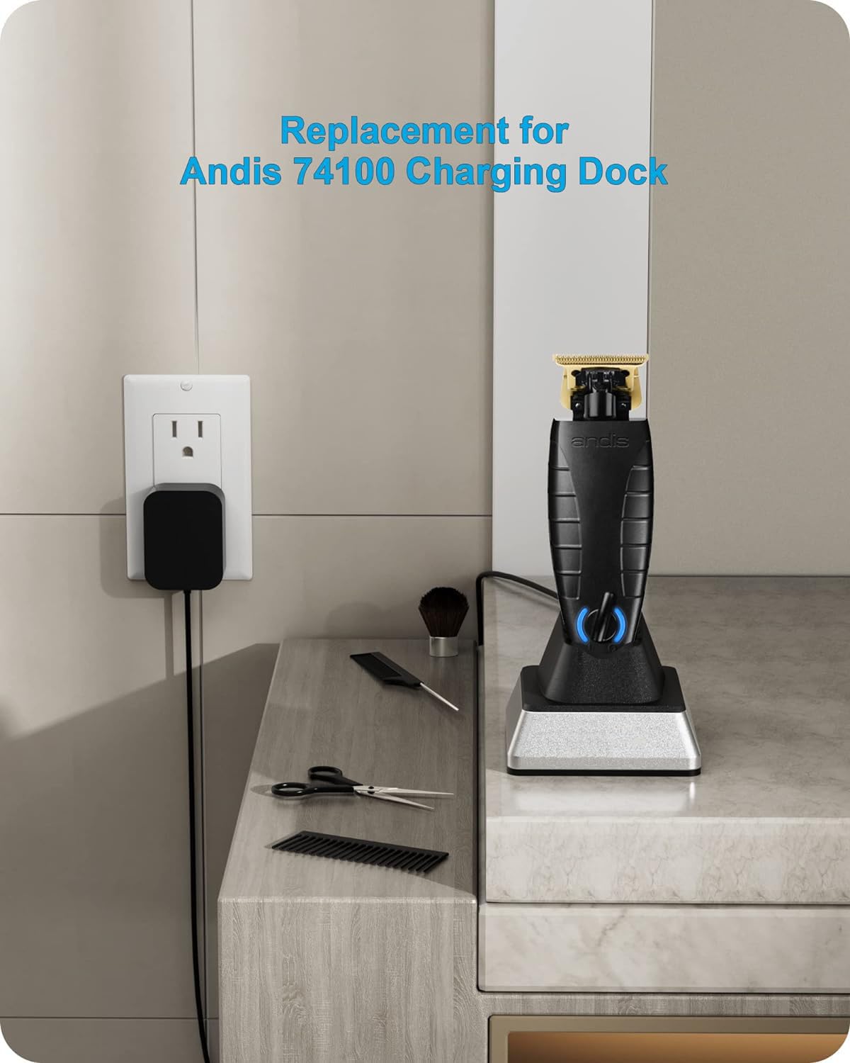 Rosy Brown FGIEU Trmmer Charging Stand Compatible with Andis 74067 74000 74055 74100 74150 GTX-EVO T-Outliner Lithium-ion Beard & Hair Trimmer.