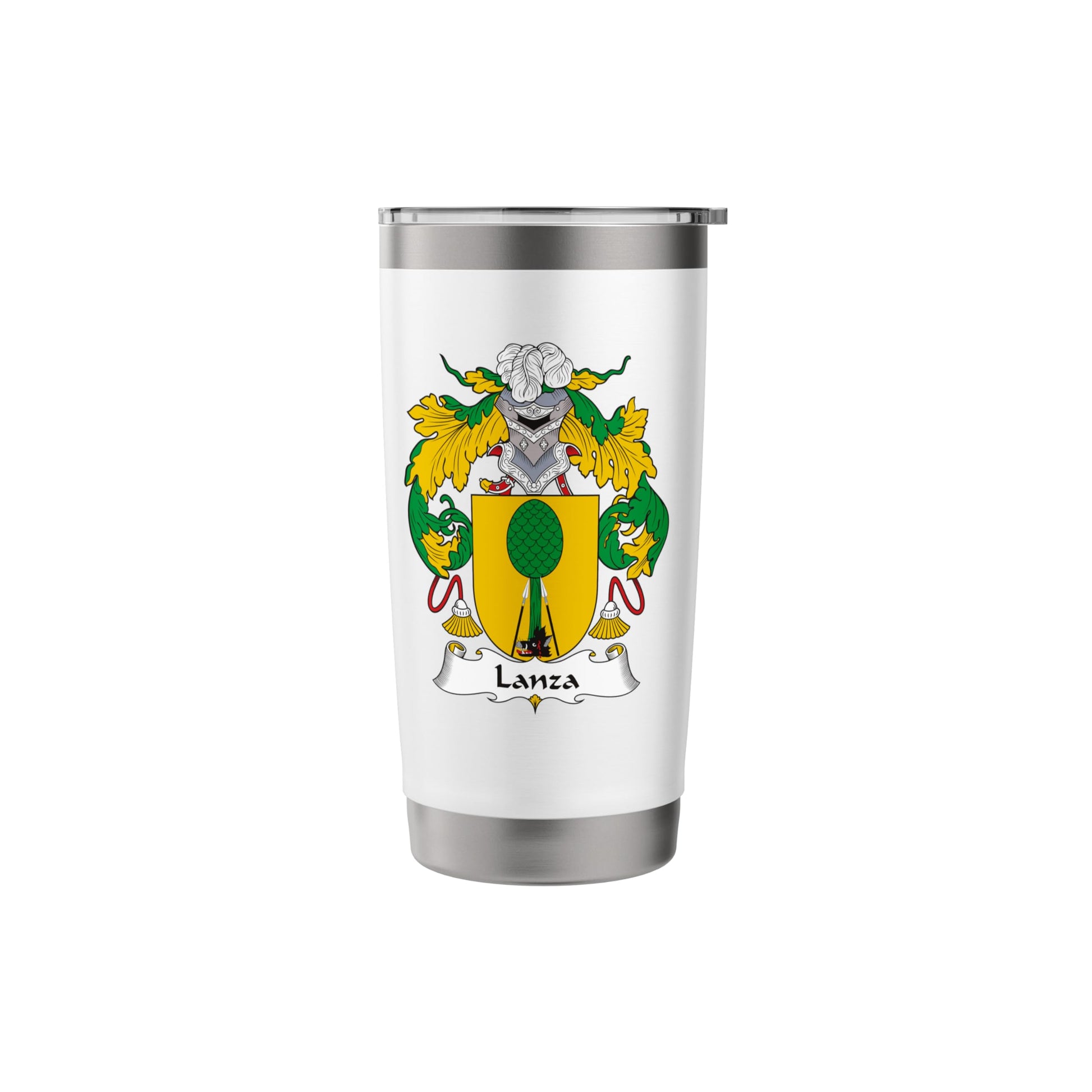 White Smoke Lanza Coat of Arms - Family Crest Stainless Steel Insulated Tumbler