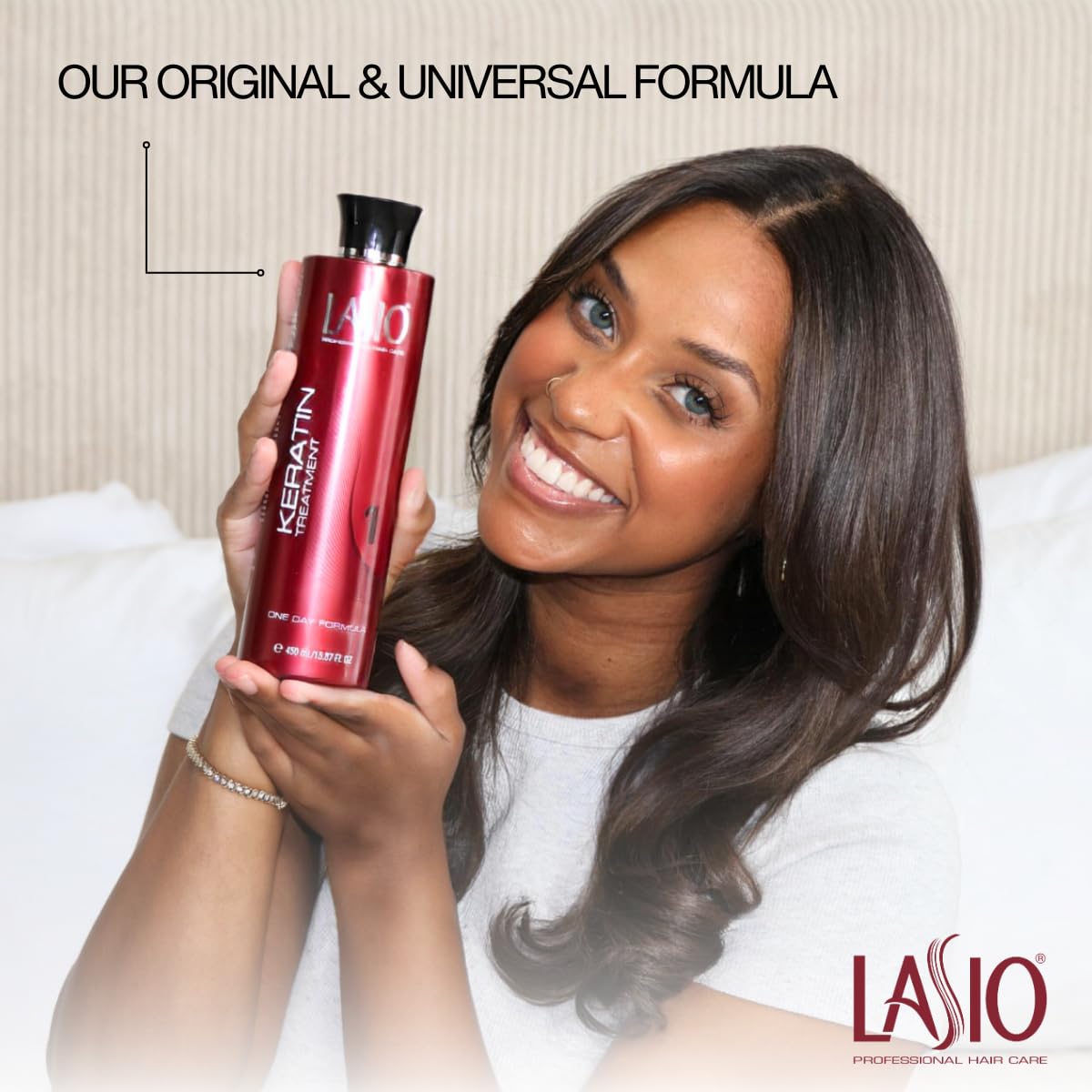 Light Gray Lasio Keratin One Day Treatment – Frizz Elimination, Smoothing & Strengthening keratin hair treatment | Reduce 100% OF Frizz | Professional Salon Grade Formula | 15.87 FL oz