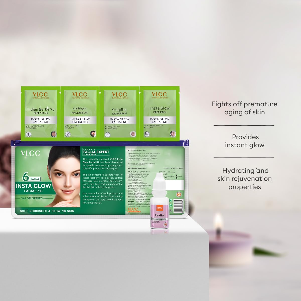 Lavender VLCC Salon Series Instaglow Facial Kit (6 Facials)(240gm+12ml)