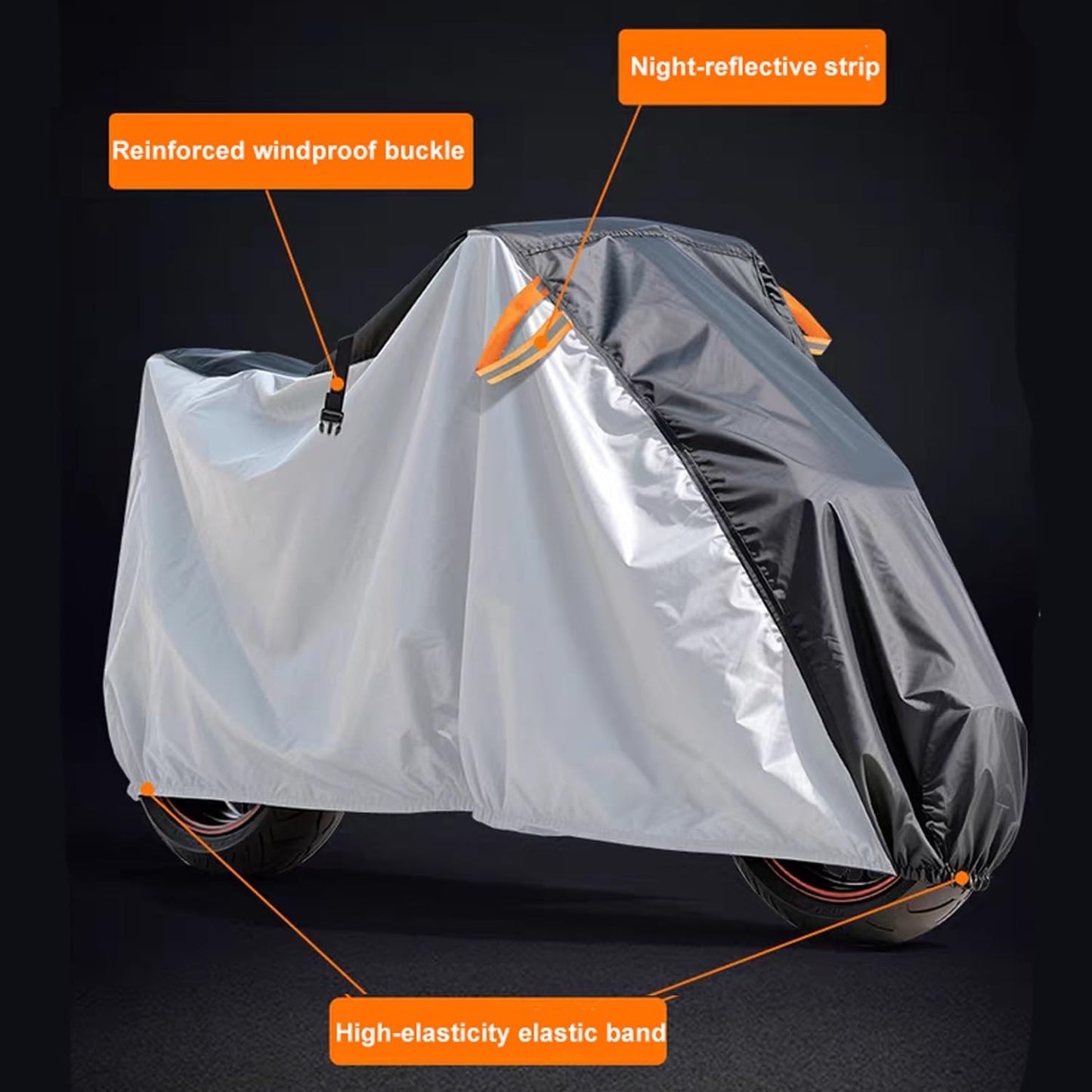 Black Waterproof Motorcycle Cover for Yamaha DT230 Lanza 1997-2000, Custom Motorbike Cover, Scratch-Proof Dustproof and Uv-Protective, with Windproof Rope and Reflective Strips