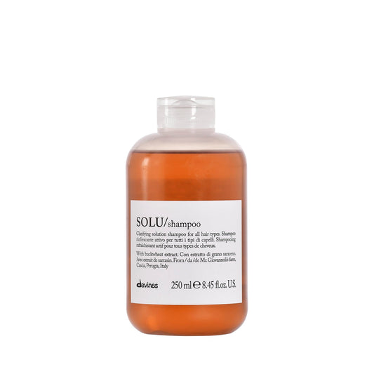 White Smoke Davines SOLU Shampoo, Deep Cleansing from Accumulation or Residues of Styling Products for Normal to Heavily-Styled Hair - Gives a Refreshed Scalp with Soft & Shiny Strands with Buckwheat, 8.45 Fl Oz