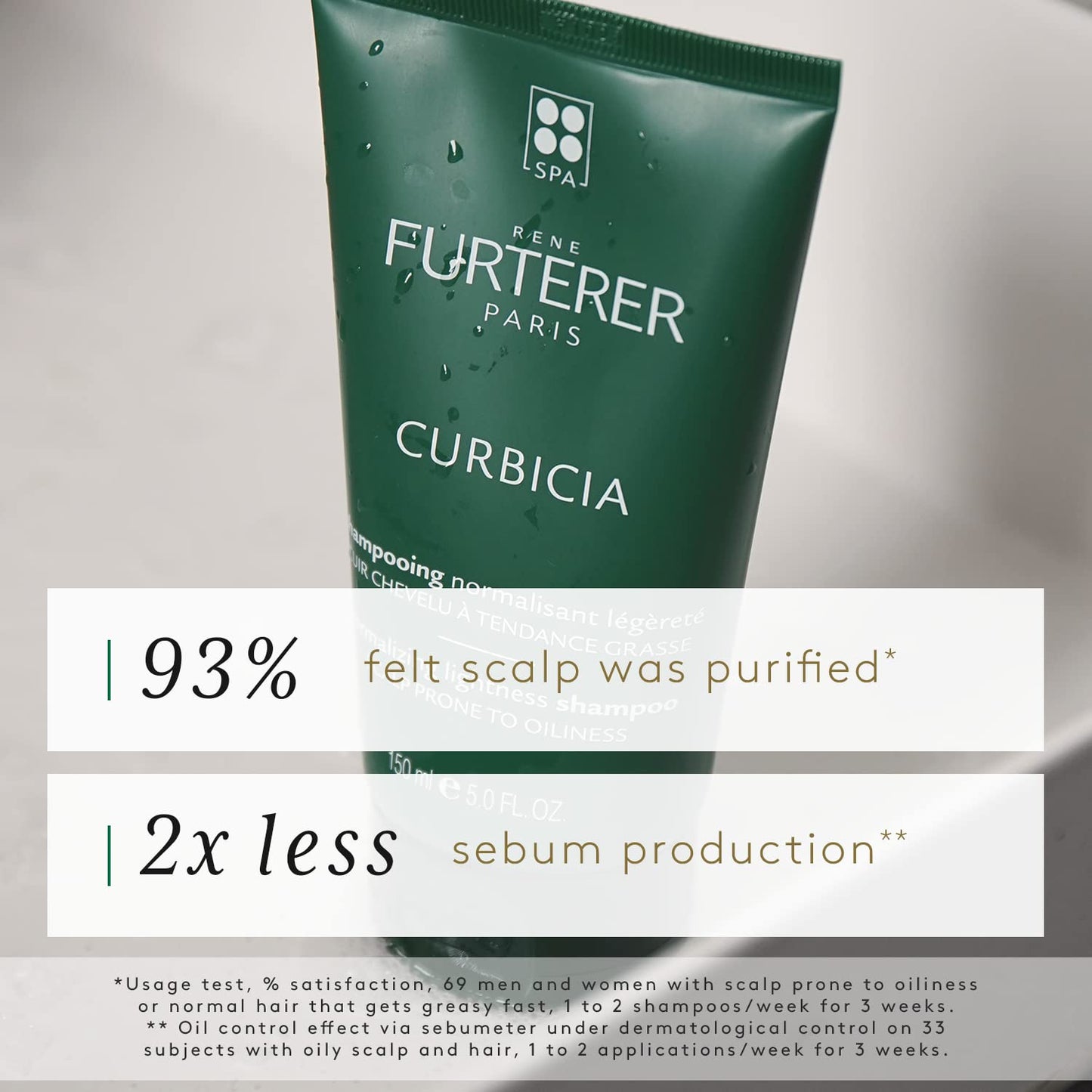 White Smoke Rene Furterer CURBICIA Purifying Lightness Shampoo - For Oily-Prone Scalp - Sebum Control - 5 fl. oz.