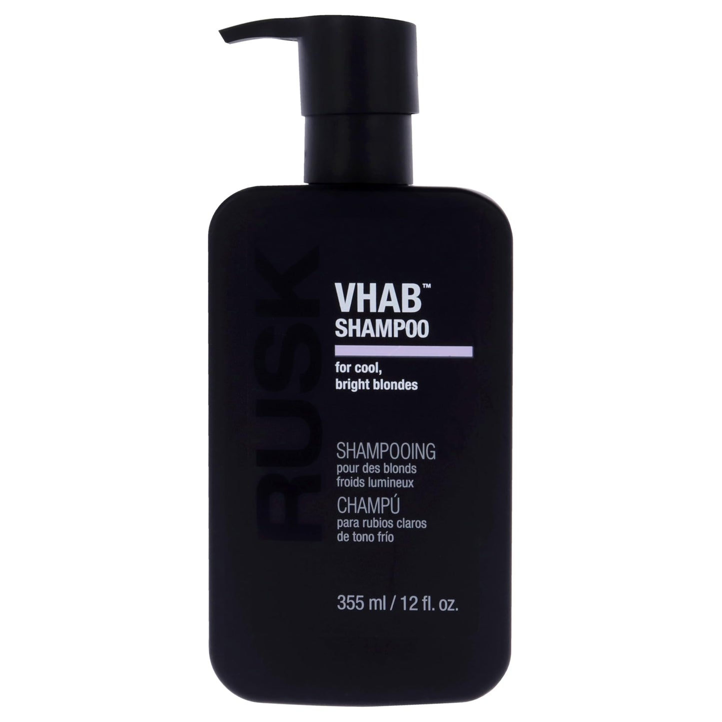 Black RUSK VHAB Color Care Sulfate-Free Shampoo, Reduce Breakage, Fight Frizz, and Repair Split Ends, While Keeping Hair Blonde, 12 oz