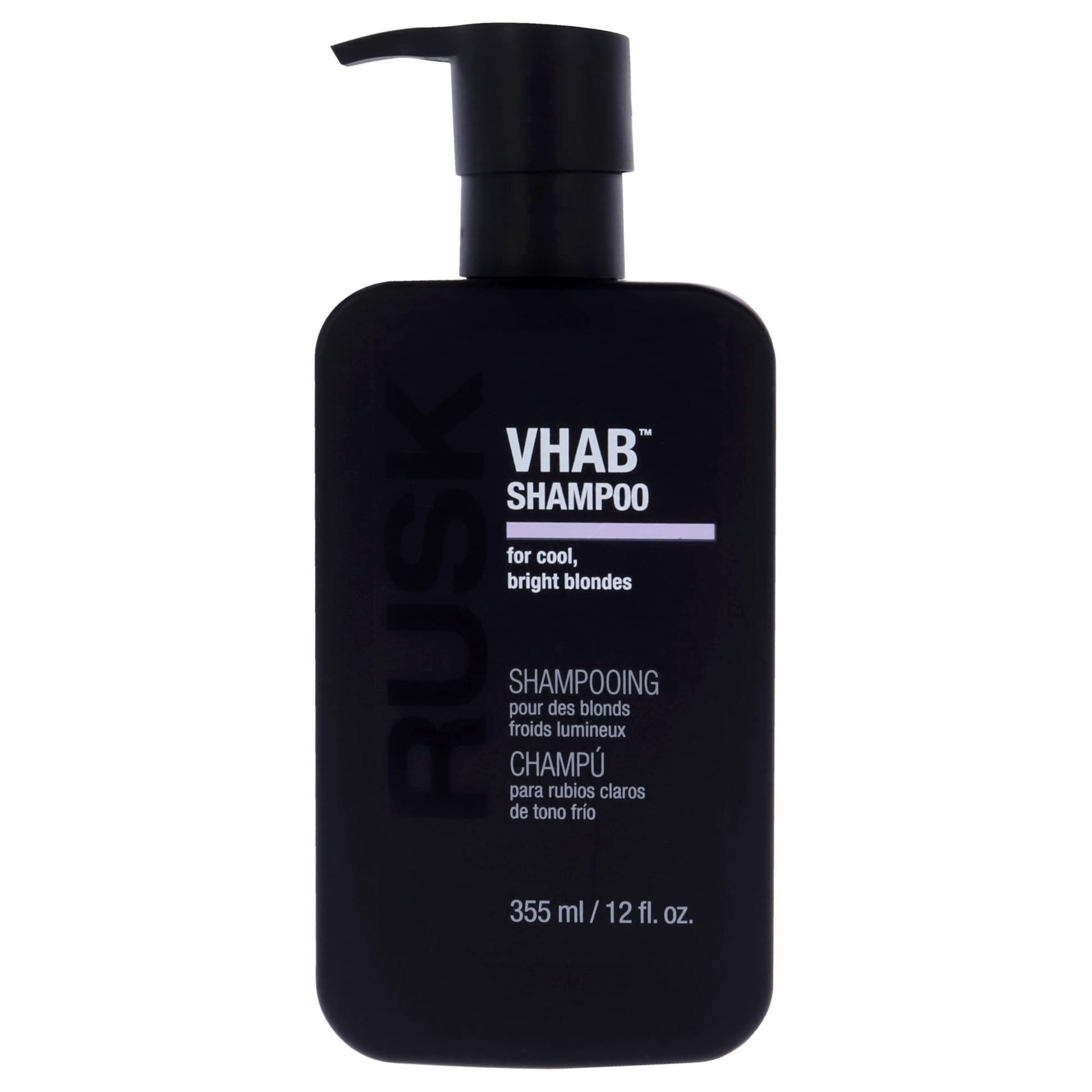 Black RUSK VHAB Color Care Sulfate-Free Shampoo, Reduce Breakage, Fight Frizz, and Repair Split Ends, While Keeping Hair Blonde, 12 oz