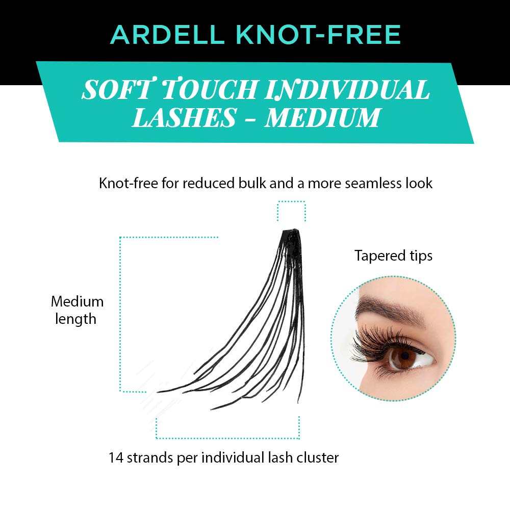 White Smoke Ardell Soft Touch Individual Lashes – Knot-Free Lash Clusters, Medium Tapered False Eyelashes, 4 Pack