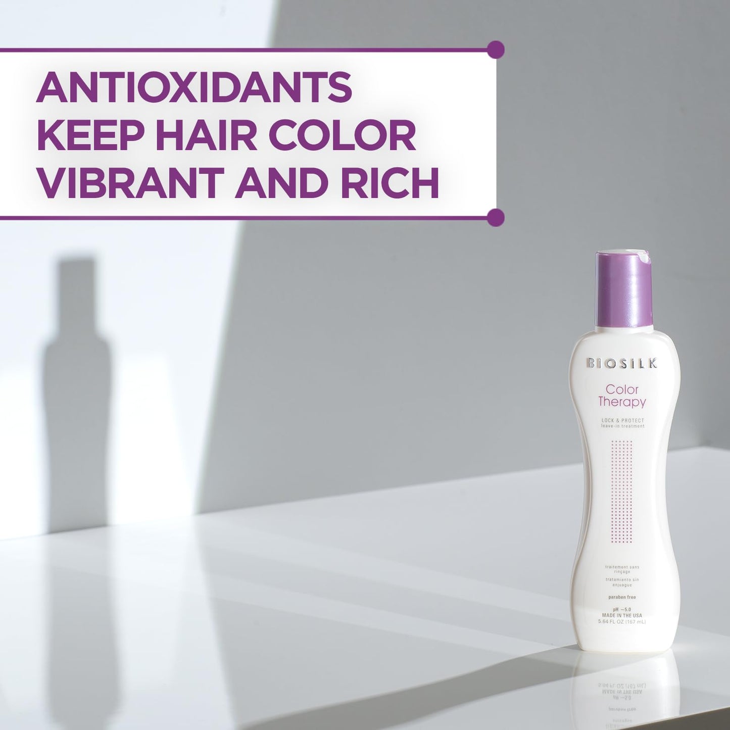 White Smoke BioSilk Color Therapy Lock & Protect, Prevents Color Loss & Strengthens Hair, Keeps Color Vibrant & Rich, Sulfate, Paraben & Cruelty-Free, 5.64 Oz
