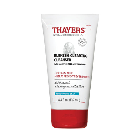 White Smoke THAYERS Blemish Clearing Face Cleanser with 1.5% Salicylic Acid, Acne Treatment Face Wash, Soothing and Non-Stripping Skin Care, 4.4 Fl Oz