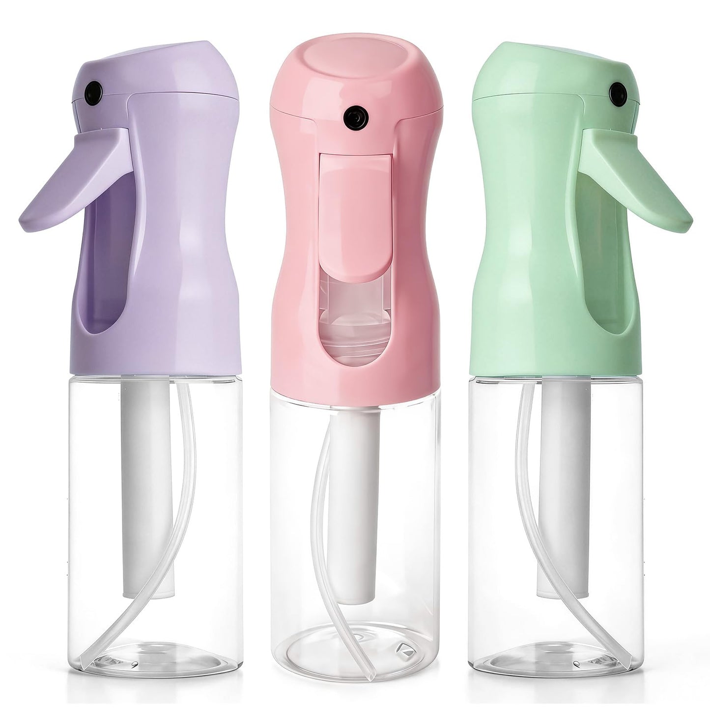 White Smoke RMNJPW 3Pcs Continuous Spray Bottles For Hair,Ultra Fine Mister for Hair Styling, Plants, Cleaning, Salon, Misting & Skin Care（200ml/6.8oz Green+Pink+Purple）