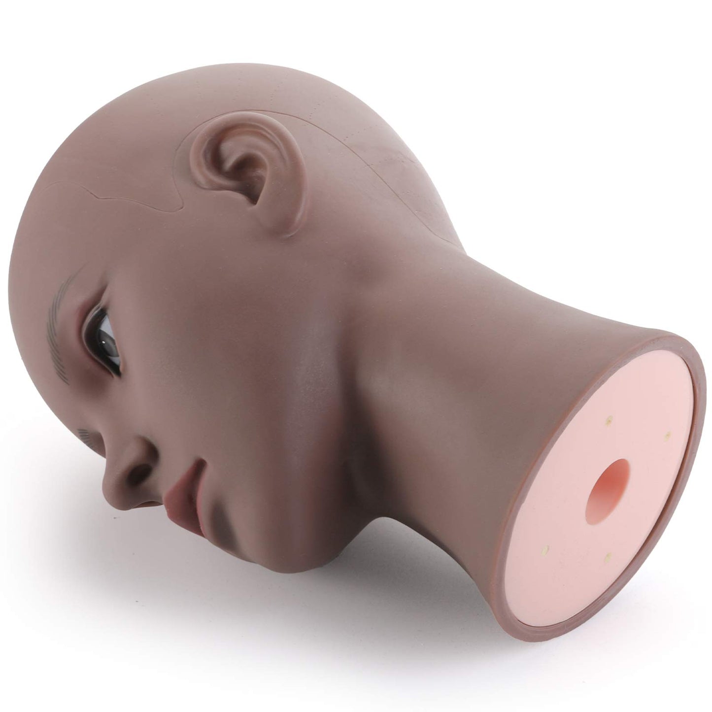 White Smoke Hedume Afro American Mannequin Head with Clamp, Bald Manikin head, Mannequin Head for Wigs, Hat, Glasses Display