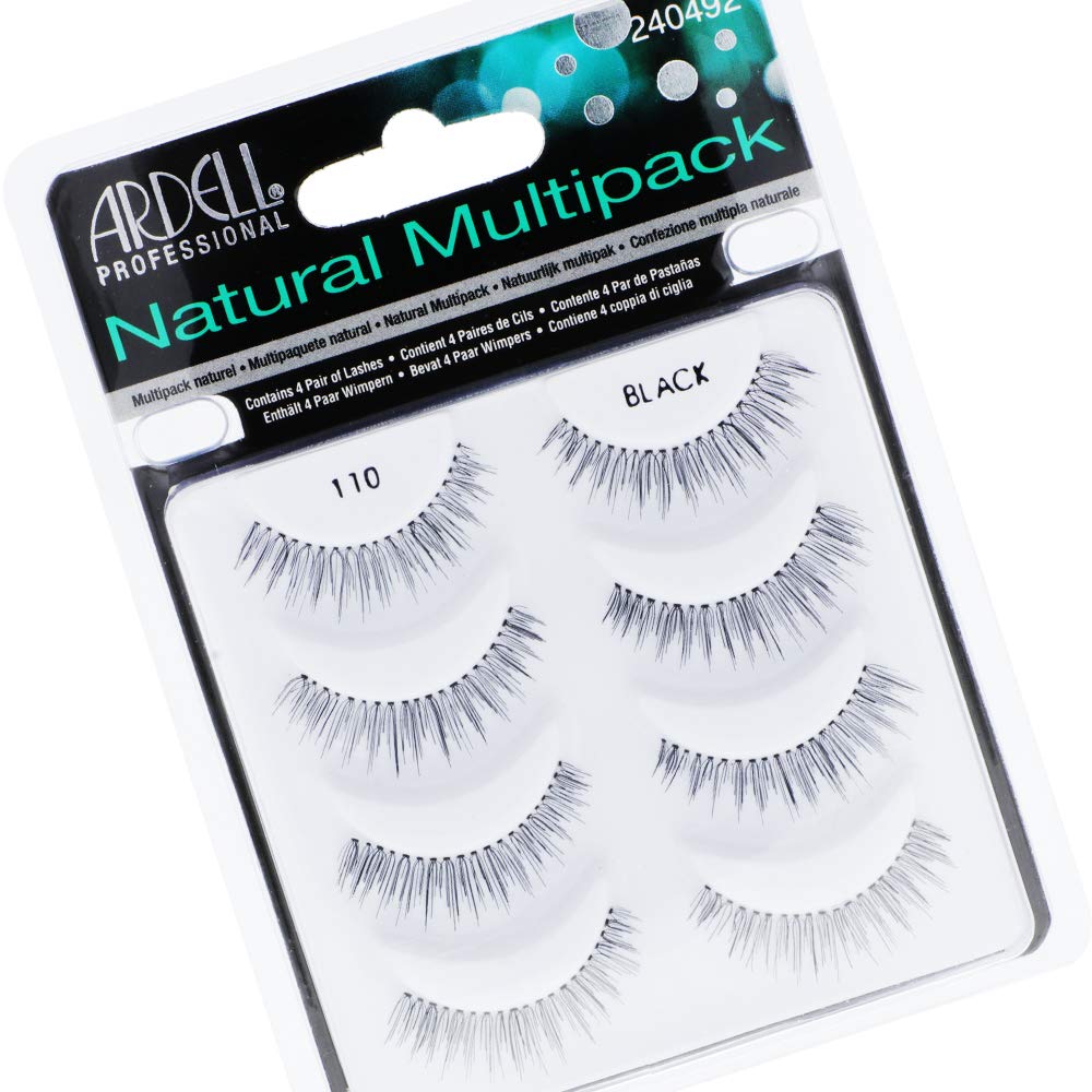 White Smoke Ardell Natural Multipack False Eyelashes 110 - Black, Lightweight Lashes for Everyday Wear, Comfortable Invisiband Strip Lashes, 2 Pack