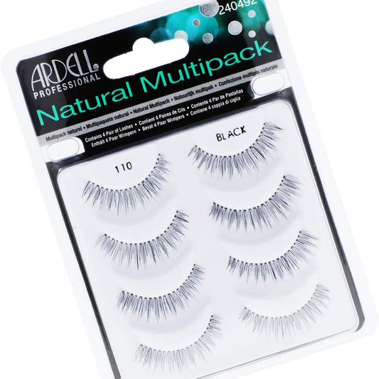 White Smoke Ardell Natural Multipack False Eyelashes 110 - Black, Lightweight Lashes for Everyday Wear, Comfortable Invisiband Strip Lashes, 2 Pack